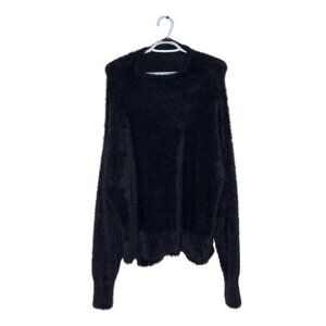 en THREAD Black Fuzzy Knit Pullover Sweater Soft Cozy Top – XS/S
